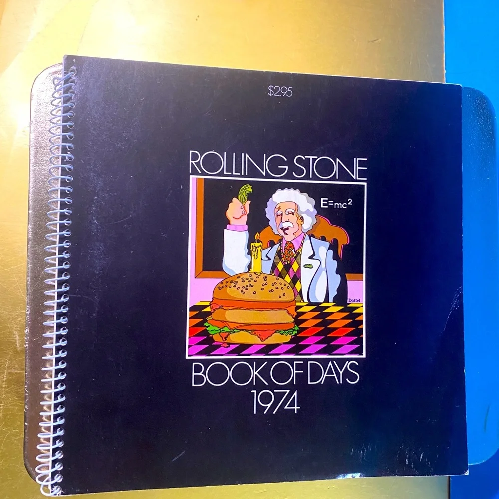 Vintage Rolling Stone Book of Days 1974 Calendar Book Unused, 8.5”x8.5”